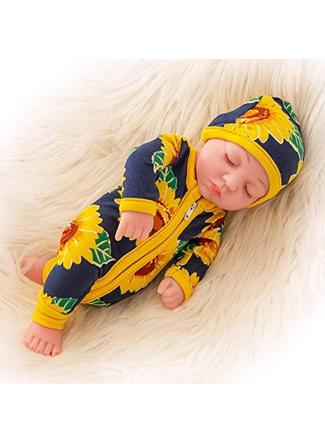 Ecore Fun 10 Inch Newborn Reborn Baby Doll And Clothes Set Washable Realistic Silicone Baby Dolls With Cute Sunflower Jumpsuitbest Gift For Kids Girls - Image 1
