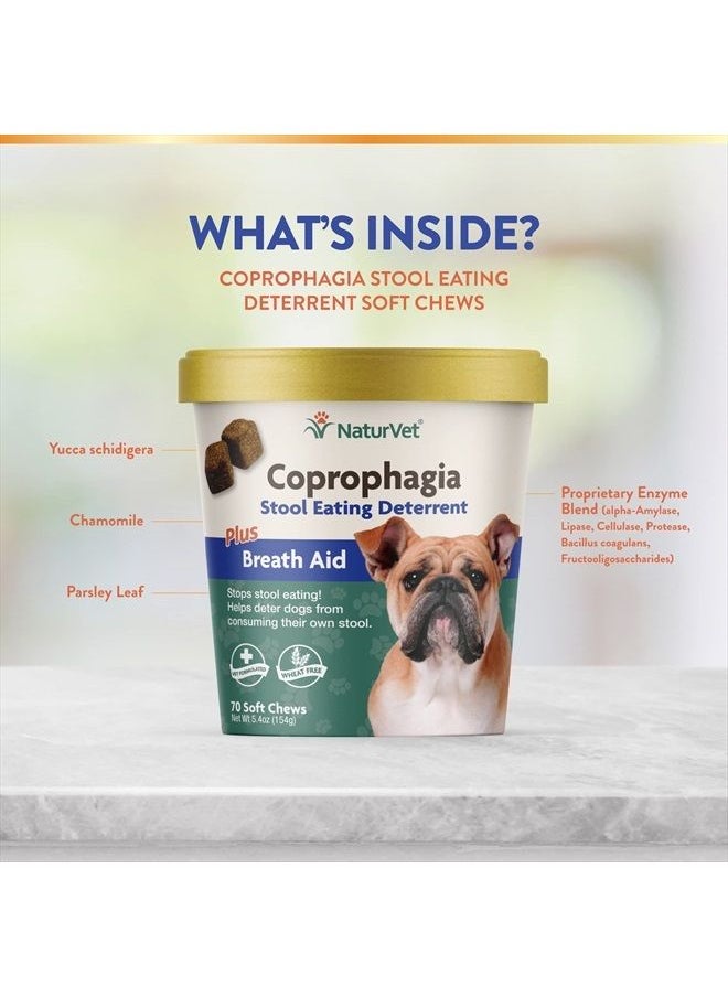NaturVet - – Coprophagia Stool Eating Deterrent Plus Breath Aid – Deters Dogs from Consuming Stool – Enhanced with Breath Freshener, Enzymes & Probiotics – 70 Soft Chews - Image 1
