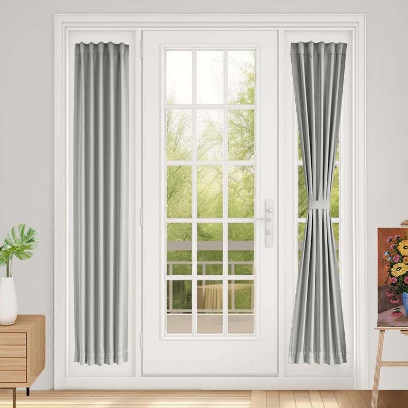 Vatge Sidelight Curtains for Front Door Privacy, 12 Inch Wide Narrow Window Curtains for Side Door, 1 Panel, W12 x L72, Silver Grey - Image 1