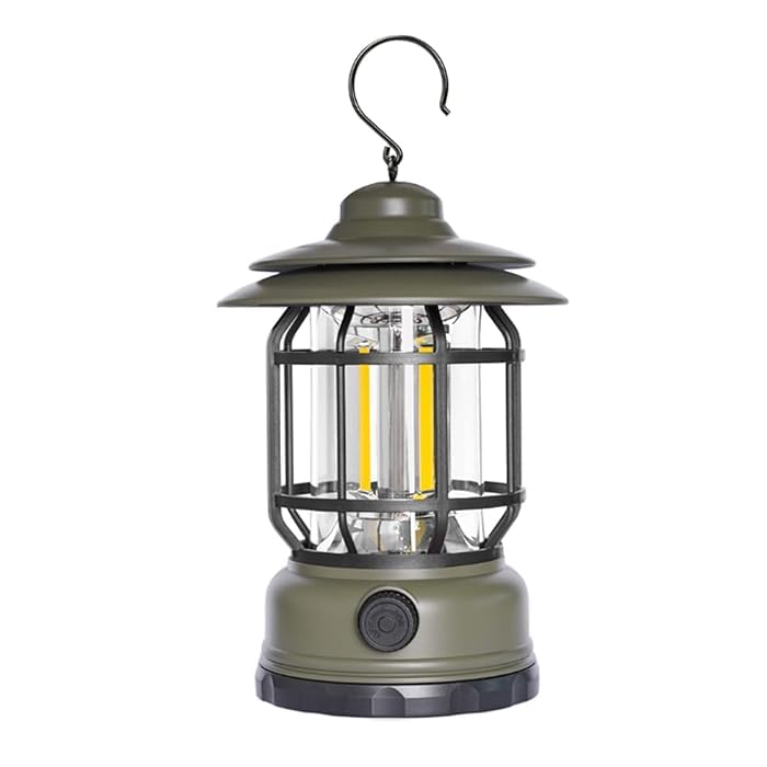 Zusaca Camping Lantern Rechargeable Retro LED Camping Lights with Rotating Dimmers Portable Hanging COB Brightness Tent Light for Vintage Camping Light for Hiking Fishing Power Cuts 1pc - Image 1