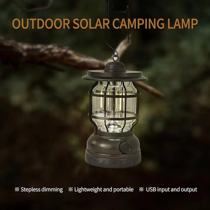 Zusaca Camping Lantern Rechargeable Retro LED Camping Lights with Rotating Dimmers Portable Hanging COB Brightness Tent Light for Vintage Camping Light for Hiking Fishing Power Cuts 1pc - Image 4