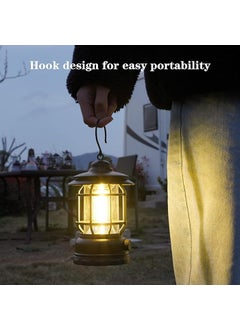 Zusaca Zusaca Camping Lantern Rechargeable Retro LED Camping Lights with Rotating Dimmers Portable Hanging COB Brightness Tent Light for Vintage Camping Light for Hiking Fishing Power Cuts 1pc  - Image 5