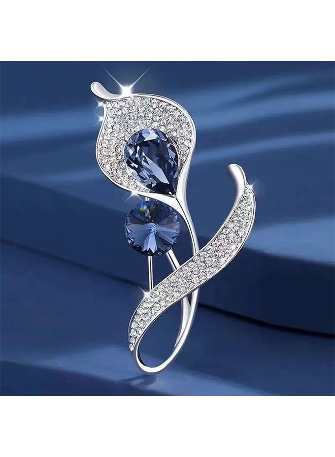 دبوس بروش وردة التوليب الكريستالية الأنيقة، مجوهرات كريستال عصرية للنساء مزينة بزركون مكعب - Image 1