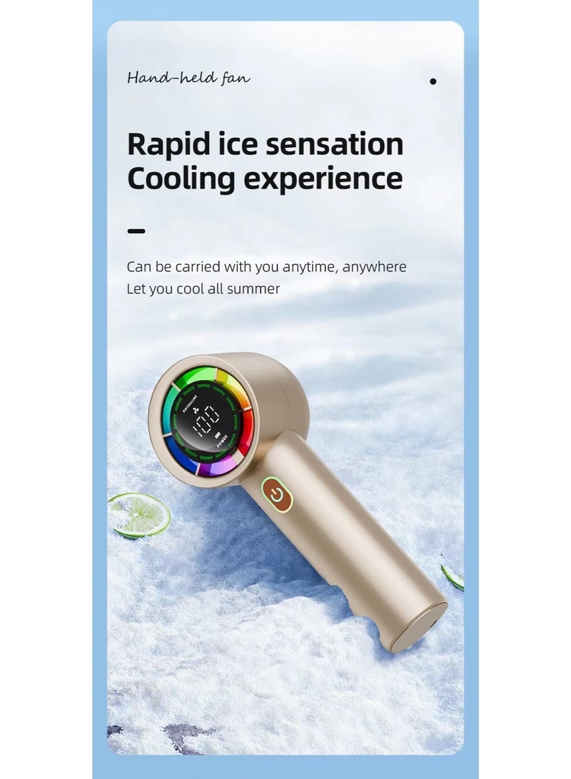 BlueFire Portable Handheld Mini USB Fan - 100-Speed Turbo Cooling, 3000mAh Battery, Foldable, Quiet Brushless Motor, Digital Display - Ideal for Travel, Office, Camping & Home Use - Black - Image 4