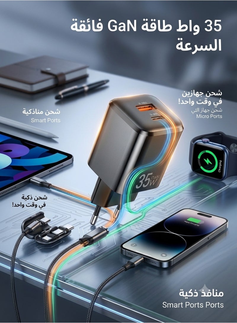 شاحن سريع 35 وات GaN مع منفذين للشحن السريع - Image 3