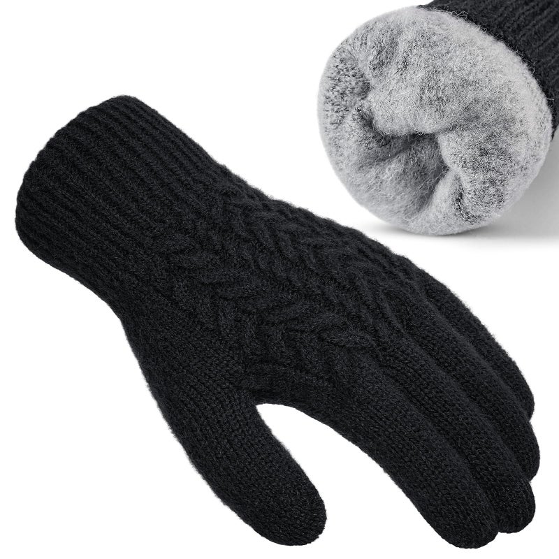 Pleneal Women Winter Gloves, Touch Screen Knit Gloves with Thermal Soft Lining Dual-Layer Glove for Cold Weather - Image 1