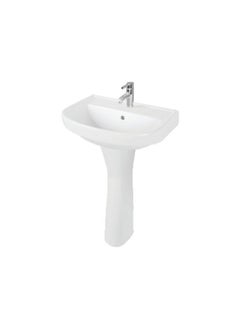 SOMANY Uniek Full Pedestal Basin - Elegant White Bathroom Sink, Durable Ceramic Pedestal Sink for Modern Home & Office Bathroom 