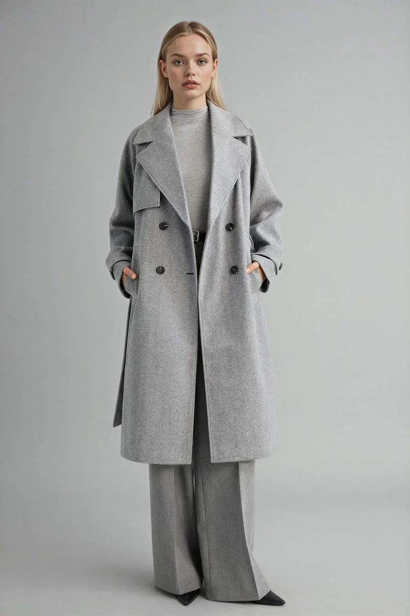 ديفاكتو Regular Fit Button Down Cachet Long Coat