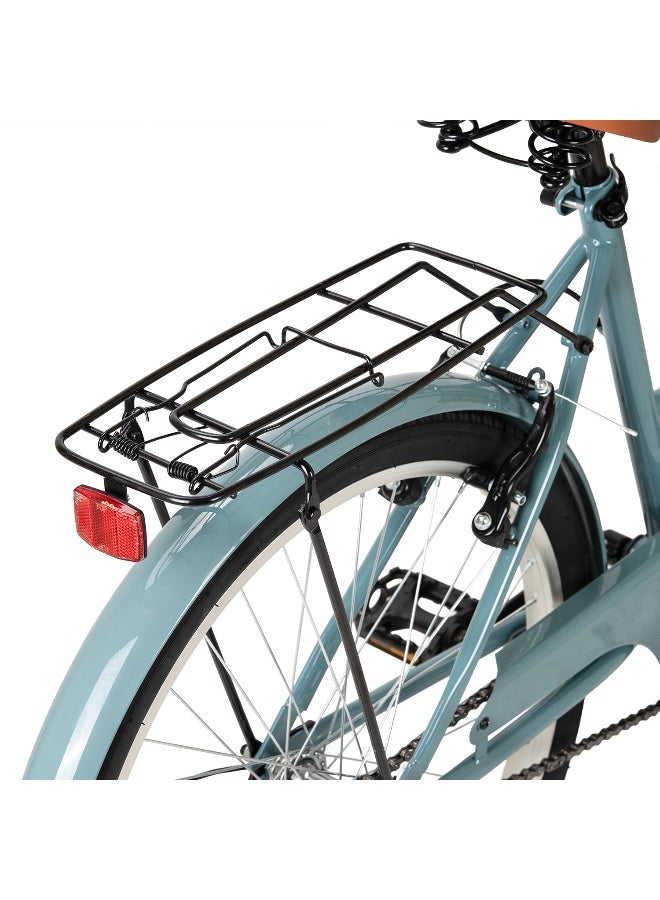 Spartan 24-Inch Classic City Bike | 24-Inch Wheel Size | Adjustable Seat | Single Speed Urban Bicycle With Rear Carrier And Front Basket | Comfortable Upright Geometry | Grey - Image 5