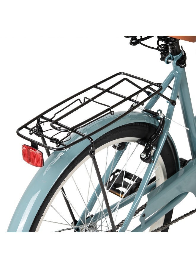 Spartan 24-Inch Classic City Bike | 24-Inch Wheel Size | Adjustable Seat | Single Speed Urban Bicycle With Rear Carrier And Front Basket | Comfortable Upright Geometry | Grey - Image 5