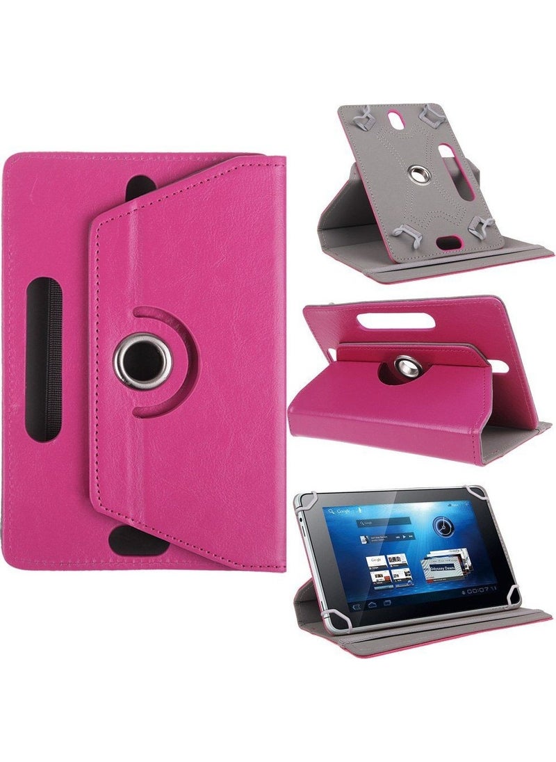 TahTicMer - Asus MeMO Pad 10 Tablet Case Leather Stand Rotating Universal 10.1" Pink - Image 1