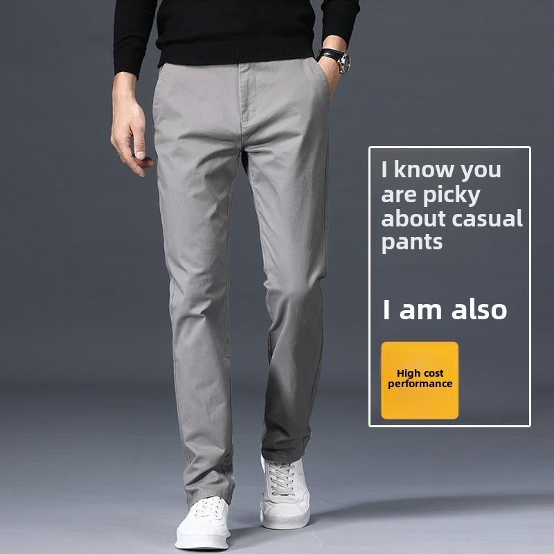 سروال كاجوال للرجال صيفي رقيق سروال مستقيم فضفاض للرجال بنطلون عمل للرجال ملابس عمل متناسقة للرجال لون رمادي فاتح - Image 5