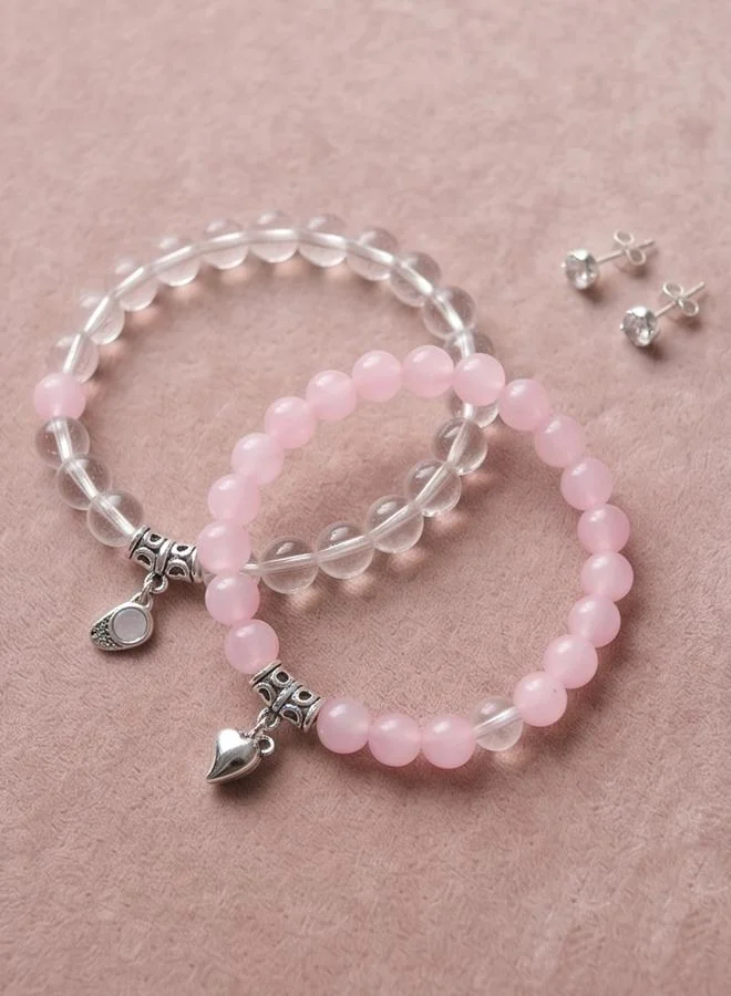 Take Two Pack of 2 - Beaded Bracelets with Heart Charm