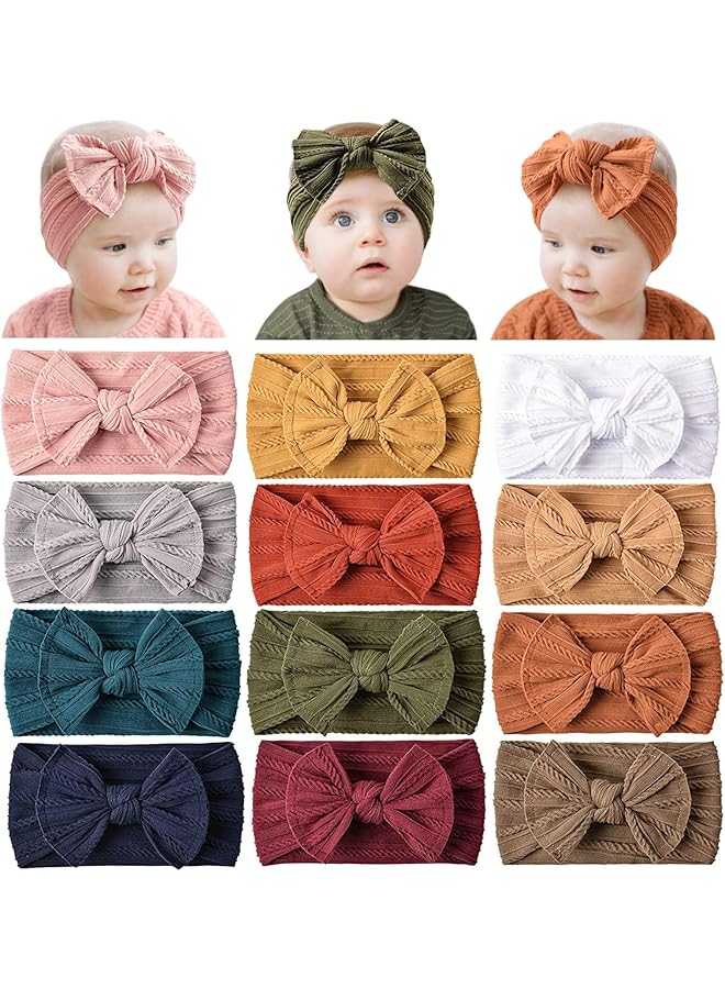 Prohouse 12 Pack Baby Nylon Headbands Handmade Elastic Bows Hair Accessories For Baby Girls Newborn Toddler Kids - Image 1