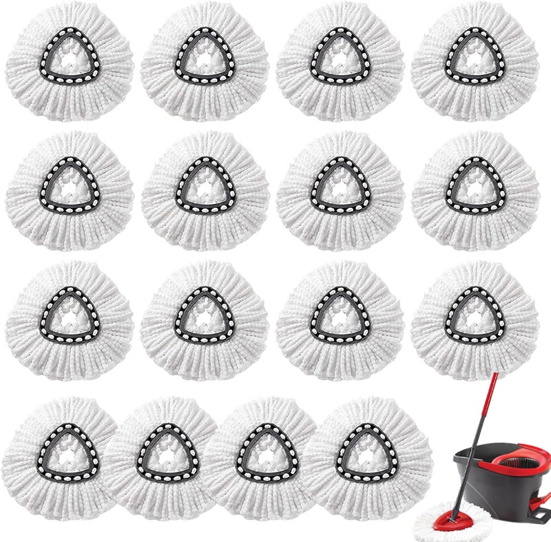 HANDRERLEE 16Pcs Spin Mop Replacement Heads, White Large 360° Easy Wring Spin Mop Head 100% Microfiber Refill, Easy Cleaning Spin Mop Head, Deep Clean, Machine Washable for Easy House Cleaning Floor Mopping - Image 1