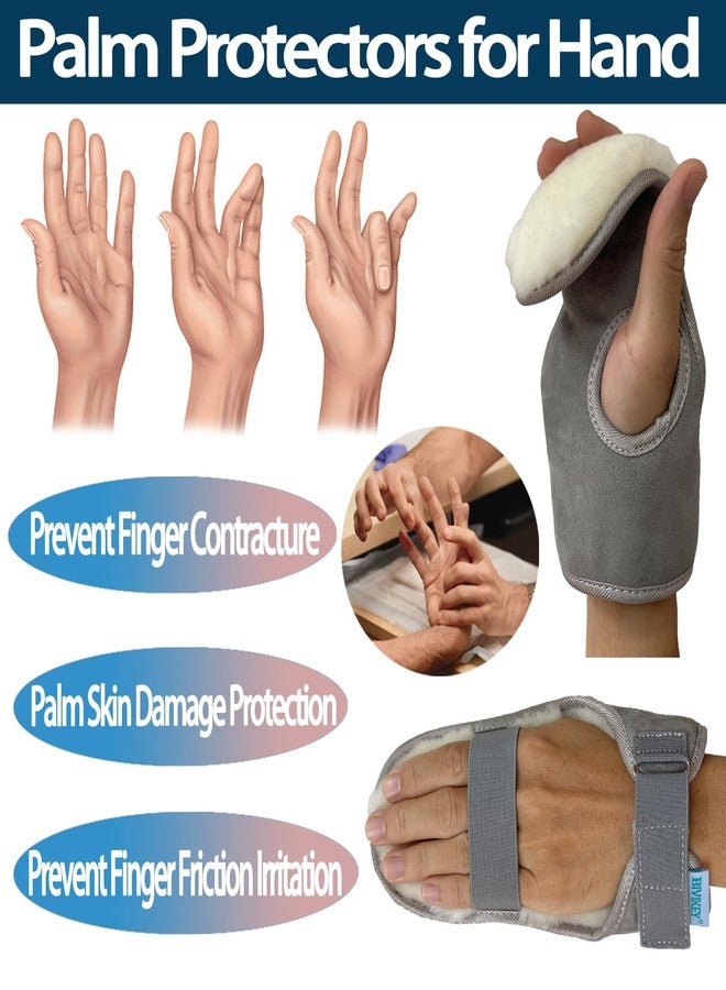 BIVIKEY 1 Pcs Supe Soft Australia Sheepskin Palm Protector Left Hand Glove Comfortable Palm Pad | for Ideal for the Elderly MS, Strokes, Hand Contractures & More Unisex Light Gray - Image 2