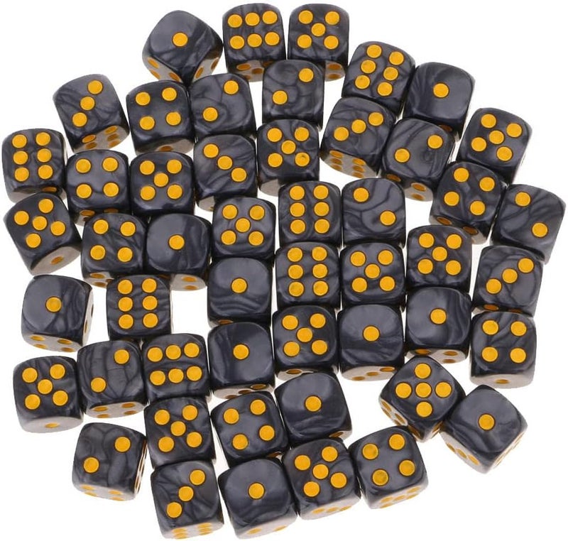 klarako Set of 50 Transparent D6 Six sided Dice  Black - Image 1