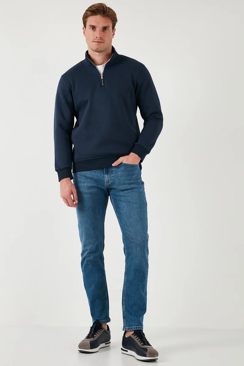 بوراتي Cotton Regular Fit Half Zipper Stand Collar Sweat Men's Sweat 59052592