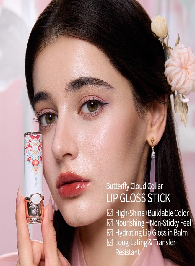 Flower Knows Butterfly Cloud Collar Glossy Lipstick,Hydrating Solid Lip Gloss,Moisturizing Red Tinted Lip Balm,Long Lasting Lip Gloss in Balm for Girls&Women,(C08 Sunset Clouds) - Image 4