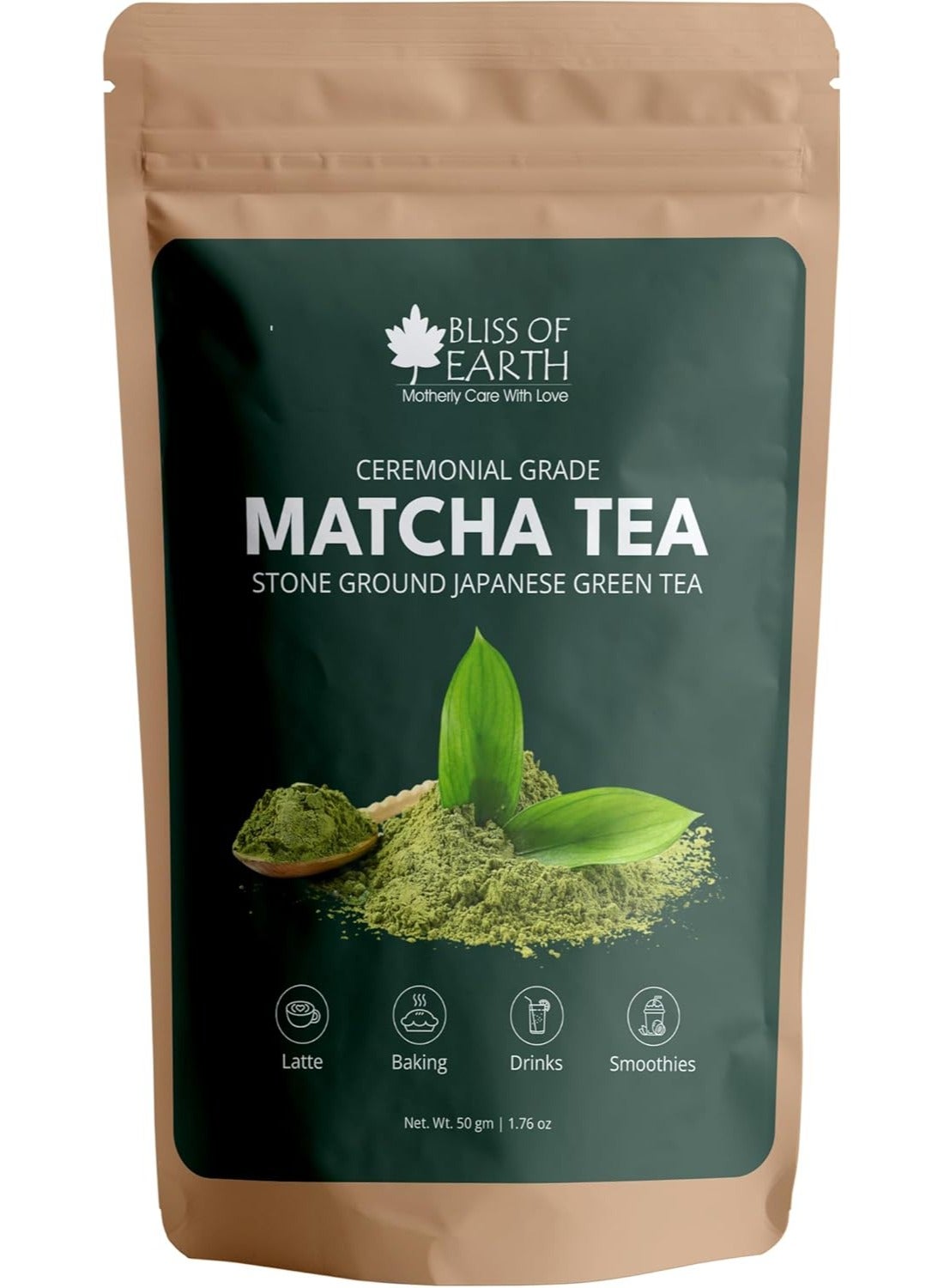 Japanese Matcha Powder, Premium Stone Ground Japan Ceremonial Grade Matcha Green Tea Antioxidant Rich Ideal for Baking and Beverages 50gm