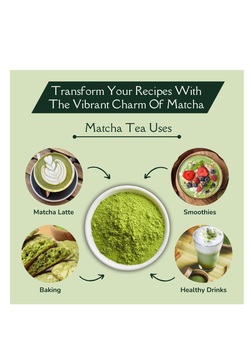 بليس اوف ايرث مسحوق الماتشا الياباني، شاي الماتشا الأخضر الياباني الفاخر المطحون على الحجر، غني بمضادات الأكسدة، مثالي للخبز والمشروبات، 50 جرامًا - Image 4