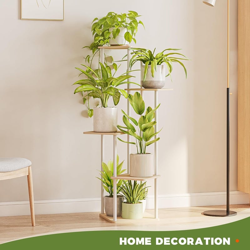 Bamworld Corner Plant Stand Indoor, Tall Metal Plant Shelf for Multiple Plants, Flower Stand for Patio Garden Balcony Living Room Bedroom, 5tier (White) - Image 5