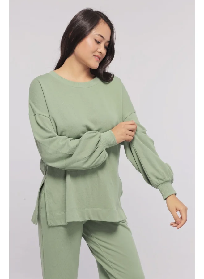 NeceSera Mint Green Terry Long Sweatshirt