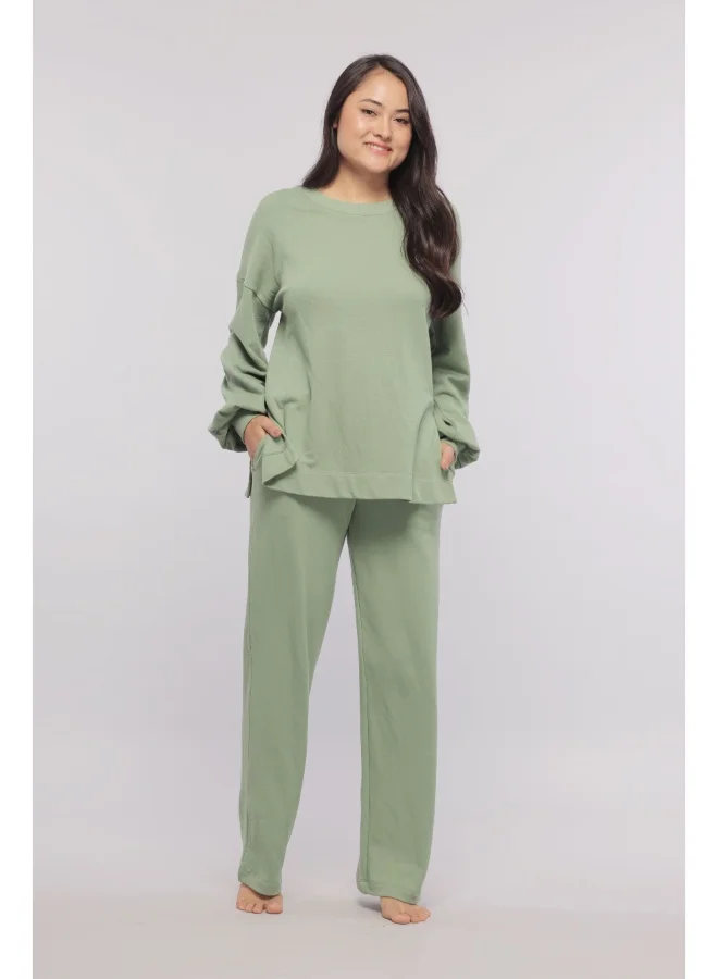 NeceSera Mint Green Terry Long Sweatshirt