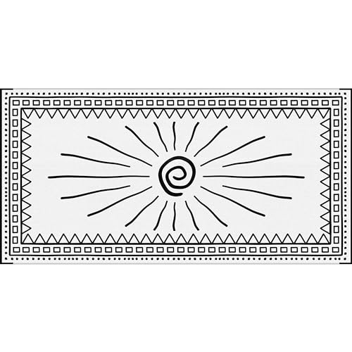 CircleRoad RV Outdoor Rug, 9' × 12' Plastic Straw Waterproof Rugs Lightweight Reversible RV Mat Outdoor Patio Rug with Storage Bag for Outside Camper Under Awning Backyard, Sun Print - Image 1