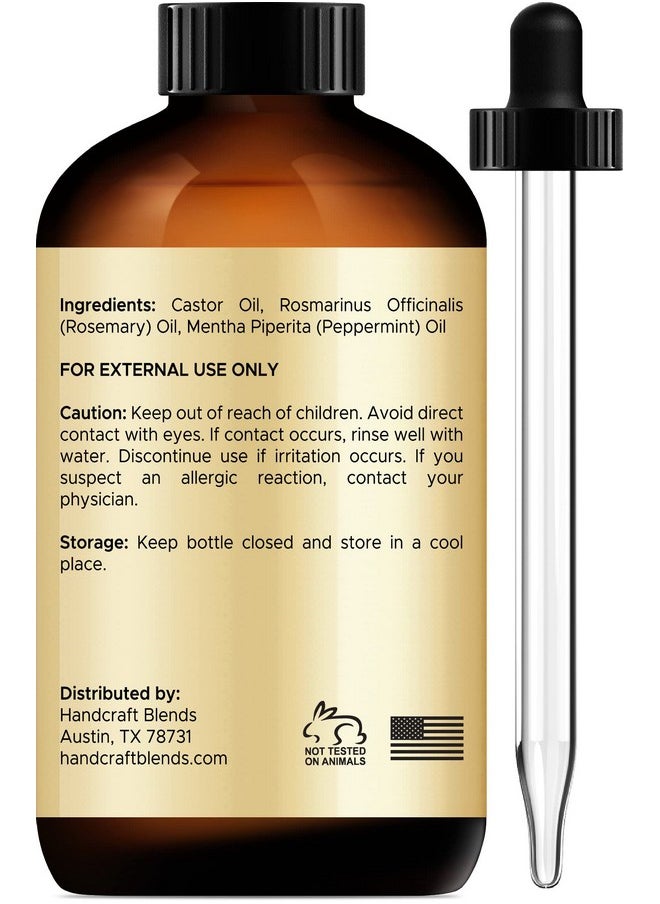 handcraft Blends - Handcraft Castor Oil With Rosemary Oil And Peppermint Oil For Hair Growth Eyelashes And Eyebrows 100% Pure And Natural Carrier Oil Hair Oil Moisturizing Massage Oil For Aromatherapy 4 Fl. Oz - Image 1