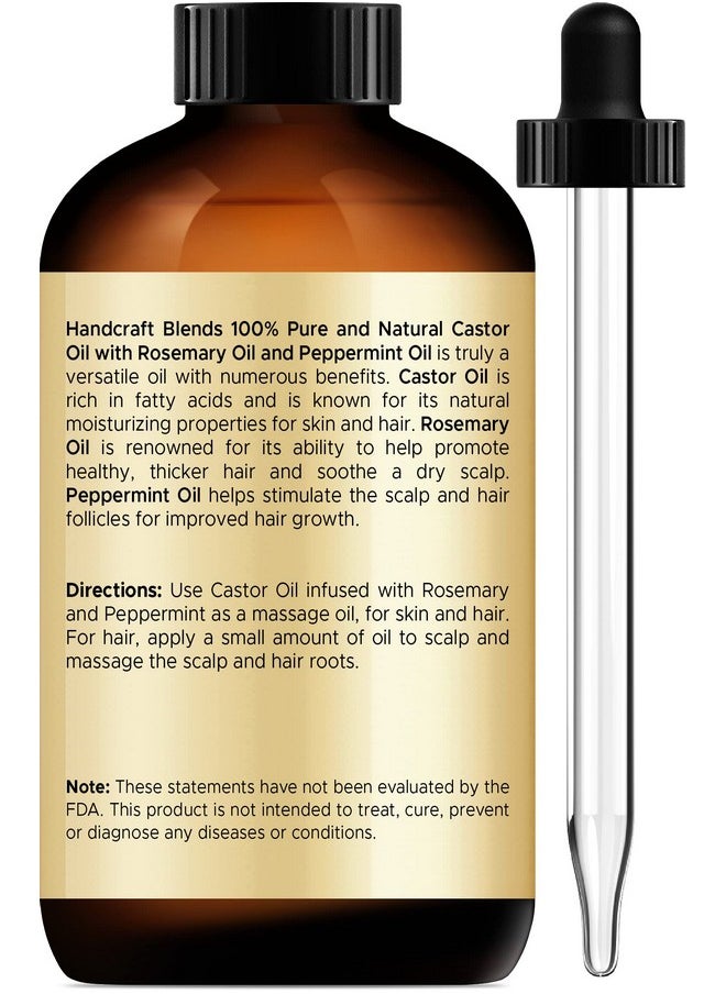 handcraft Blends - Handcraft Castor Oil With Rosemary Oil And Peppermint Oil For Hair Growth Eyelashes And Eyebrows 100% Pure And Natural Carrier Oil Hair Oil Moisturizing Massage Oil For Aromatherapy 4 Fl. Oz - Image 1