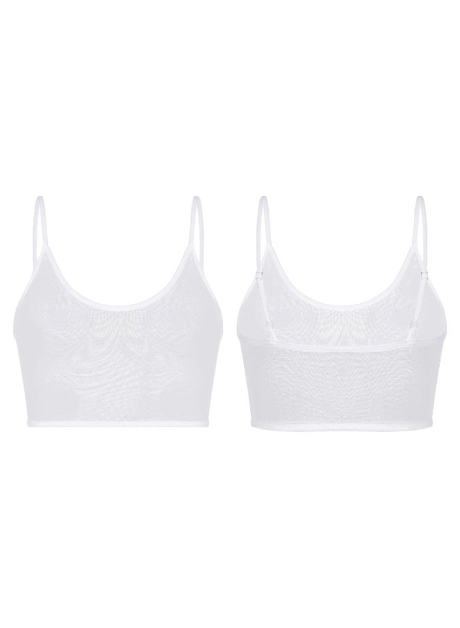 Women's Low-Cut Cropped Tank Tops Sheer Bra Bustier Party Club Vest Mesh Camisole See Through Sling T-shirt Bralette Streetwear