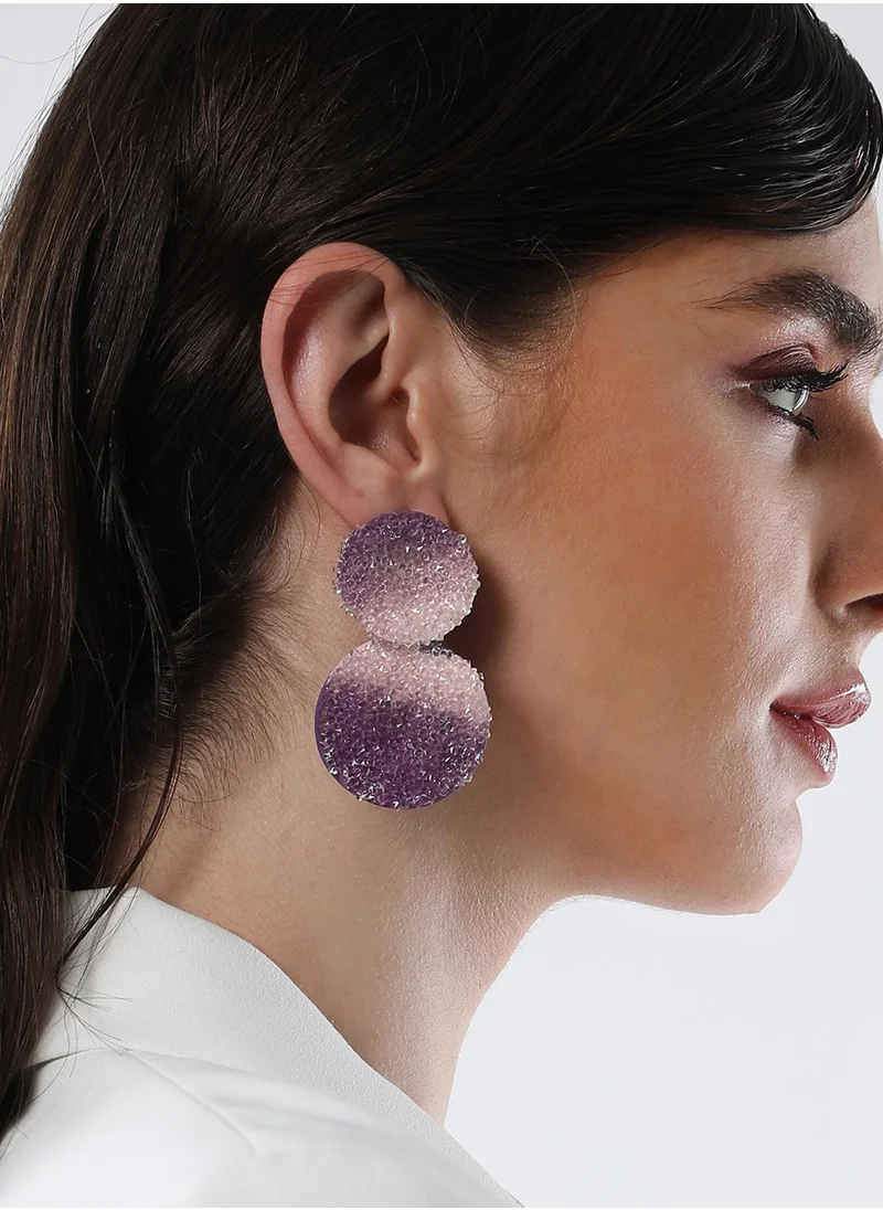 SOHI The Glacier Circular Amerthyst Drop Earrings