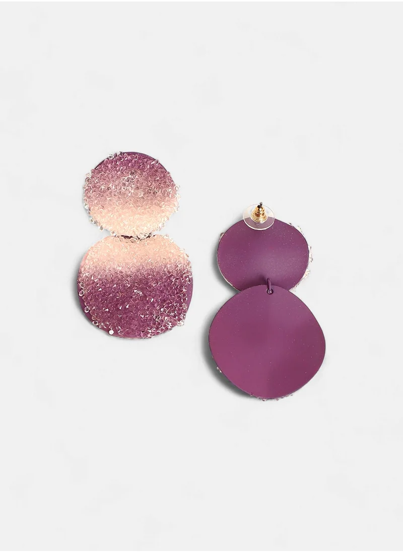 SOHI The Glacier Circular Amerthyst Drop Earrings