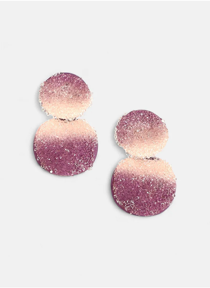 SOHI The Glacier Circular Amerthyst Drop Earrings