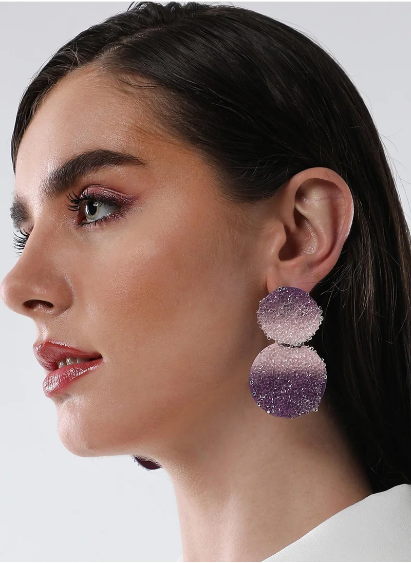SOHI The Glacier Circular Amerthyst Drop Earrings