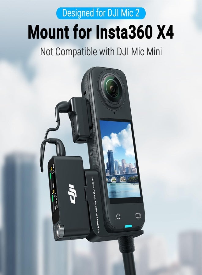 CYNOVA Mount For Insta360 X4 Accessories, Camera Insta 360 X4 Cold Shoe Compatible With Insta360 X4 / X3 For DJI Mic 2 Microphone Holder(With 3.5Mm Audio Cable) - Image 2