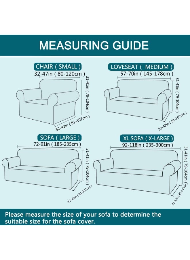 Beauenty Waterproof Couch Cover, Dual Sofa Stretch Jacquard Slipcover, Leakproof Furniture Protector, Water Repellent Sofa Covers, Universal Couch Slipcover for Kids, Pets (Light Grey, 4 Seater) - Image 2