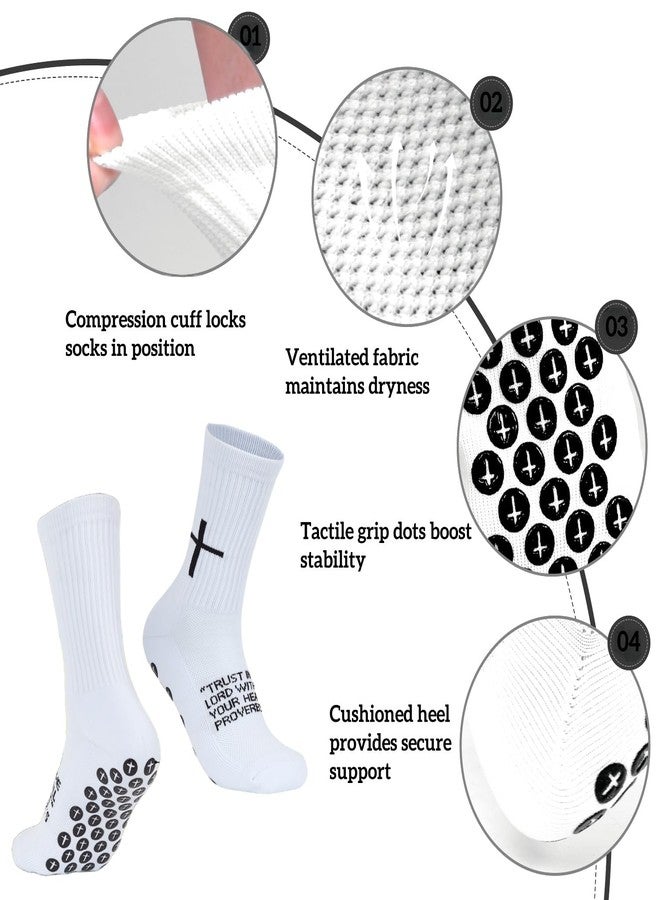 Meudid 6 Pairs Cross Grip Soccer Socks for US 6-13 - Anti-Slip Christian Socks with Bible Verse, Jesus Sports Sock for Football Training - Image 5