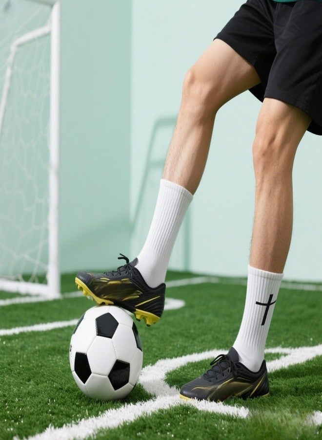 Meudid 6 Pairs Cross Grip Soccer Socks for US 6-13 - Anti-Slip Christian Socks with Bible Verse, Jesus Sports Sock for Football Training - Image 2