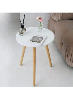 woodx A round side table from Woodx a small and modern table perfect for the living room bedroom office and small spaces Color White  - Image 2