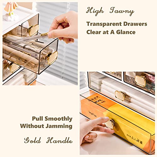 OSteed Spacious Desktop Storage Box, 1 Large 1 Middle & 2 Small Storage Drawers, Stackable Office Desk Drawer Organizer and Accessories, Printer Paper Organizer, White Plastic Drawers for Workspace - Image 4