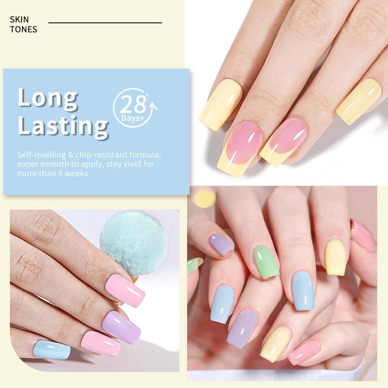 JR 9pcs 15ml Spring Gel Nail Polish Set Macaron Color Light Red Pink Nude Pastel Gel Polish Kit UV LED Soak Off Polish Home DIY Gel Polish Set - Image 3