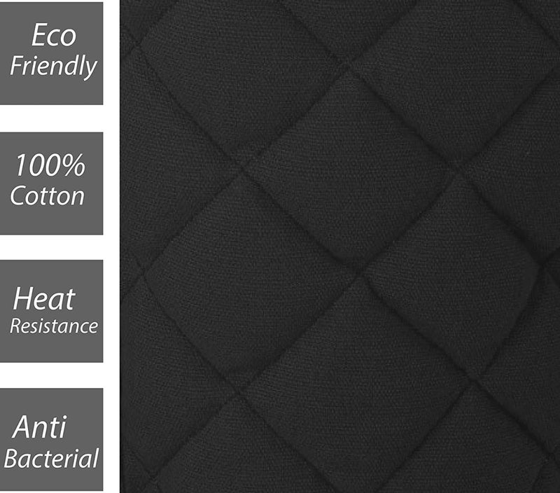 TAGROCK Cotton Padded Kitchen Heat Resistance Baking Oven Mitt Gloves, Non Slip, Black, Set of 2 - Image 2