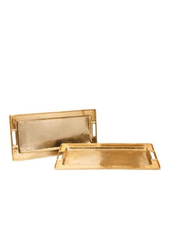 Objet D'Art Decorative Gold Trays by Objet D’Art, Beaufort Rectangular Bar Tray for Living Room, Ottoman and Coffee Table, Set of 2 Trays for Candles, Liquor, and Centerpieces  - Image 1