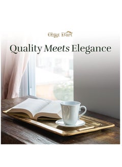 Objet D'Art Decorative Gold Trays by Objet D’Art, Beaufort Rectangular Bar Tray for Living Room, Ottoman and Coffee Table, Set of 2 Trays for Candles, Liquor, and Centerpieces  - Image 2