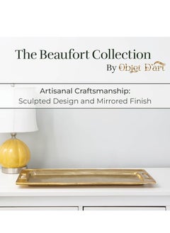 Objet D'Art Decorative Gold Trays by Objet D’Art, Beaufort Rectangular Bar Tray for Living Room, Ottoman and Coffee Table, Set of 2 Trays for Candles, Liquor, and Centerpieces  - Image 3
