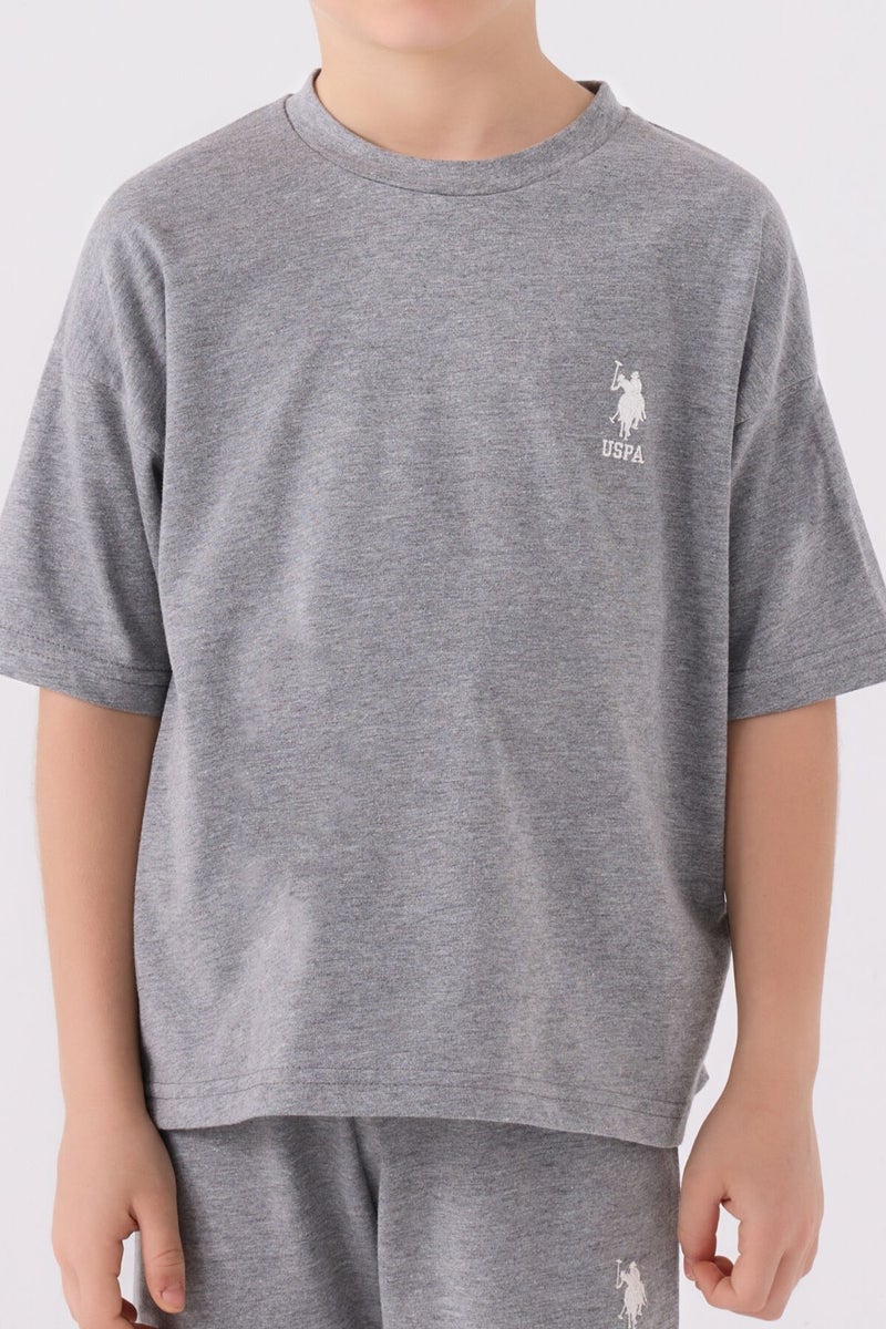 U.S. Polo Assn. Boys Gray Melange Bermuda Set  - Image 4