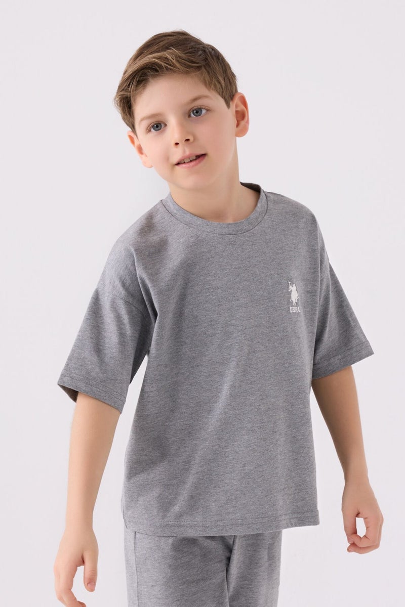 U.S. Polo Assn. Boys Gray Melange Bermuda Set  - Image 2