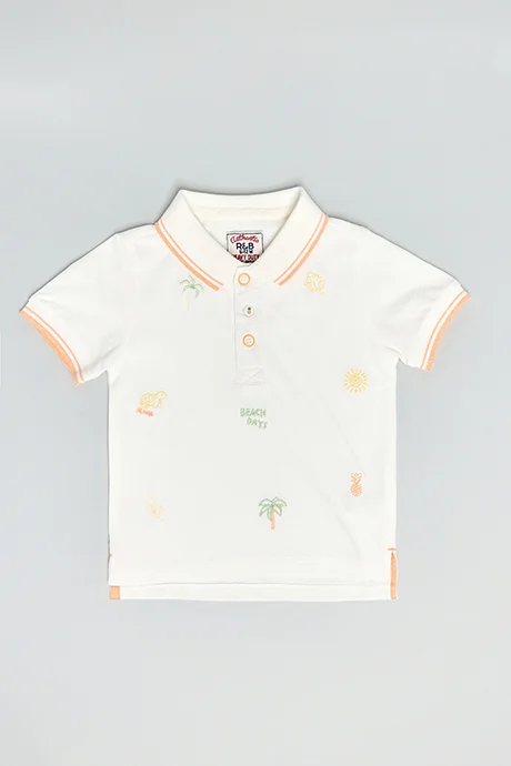 R&B Embroidered Polo T-Shirt with Short Sleeves
